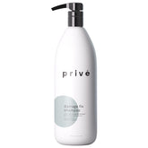 Prive Damage Fix Shampoo bottle shows color-safe, sulfate-free repair for damaged hair