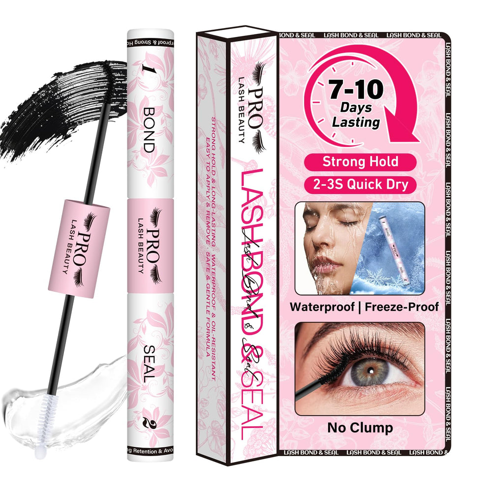 PRO LASHBEAUTY Lash Cluster Glue bottle shows dual bond design for easier wear