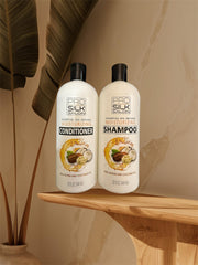 Pro Silk Salon duo conditioner bottle showing nourishing coconut and shea butter