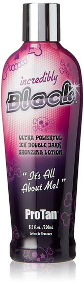 Pro Tan Incredibly Black Double Dark Bronzing Lotion bottle front showing rich bronze look