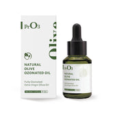 PrO3 ozonated olive oil bottle pour for precise skin application.