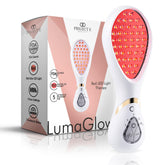 Project E Beauty LumaGlow front view shows a portable red light therapy device for home use.