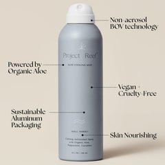 Project Reef aluminum bottle packaging highlights eco-friendly, recyclable design.