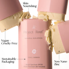 Project Reef SPF 50 stick shown as Hawaii Act 104 compliant reef-safe product.