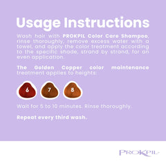 Prokpil Golden Copper Mask being applied to hair for hydration and color protection.