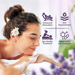 PRONAIL Healing Therapy Massage Lotion spa scene suggests relaxing at-home rituals.