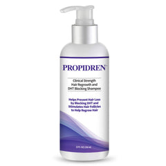 Pronexa Propidren shampoo bottle with biotin and keratin nourishes thinning hair.
