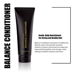 Prorituals Balance Conditioner dispenser shows easy application during daily care.