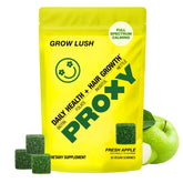 PROXY Hair Growth Gummies bottle front with vegan green apple formula for daily nourishment