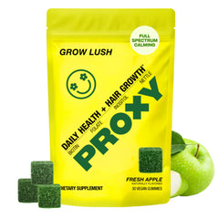 PROXY Hair Growth Gummies bottle front with vegan green apple formula for daily nourishment