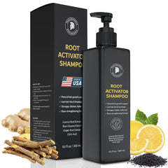 Psalmonica Root Activator Shampoo bottle close-up for daily scalp care.