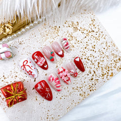 PSBRBAD Valentine nails featuring strawberry bow detail for playful styling