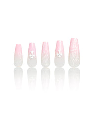 PSYTONE short almond nails with light pink French tip for at-home salon-like manicure.