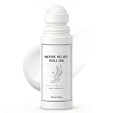 Pucges Nerve Relief Roll-On bottle demonstrates fast-absorbing, non-greasy formula.