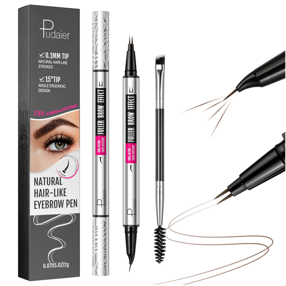 Pudaier dual-ended eyebrow pen for natural, hair-like strokes and easy fill.