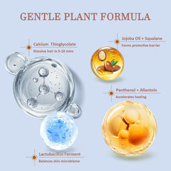 PUILOG formula with hyaluronic acid for lasting hydration during depilation.