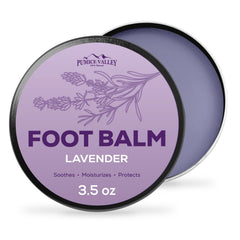 Pumice Valley Foot Balm jar showcasing natural cream texture for dry feet care