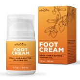 Pumice Valley foot cream jar offers rich hydration for dry feet.