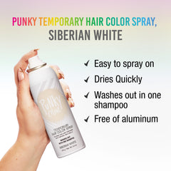 Punky Siberian White application on hair demonstrates even coverage for all-over or streaks.