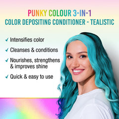 Punky Tealistic bottle close-up highlights label and creamy texture