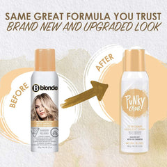 Applying Punky spray-on color to hair strands for subtle accent.