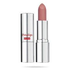 PUPA Milano Petalips Nude Peony tube close-up showing silky texture and buildable color