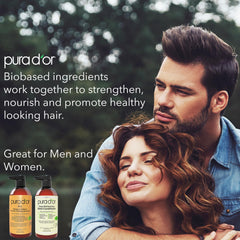 PURA D'OR MD label closeup highlighting organic ingredients and clean formula.
