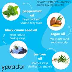 PURA D'OR Scalp Therapy Shampoo foam view highlighting rich lather for gentle cleansing.