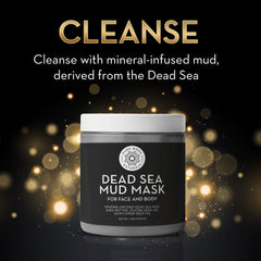 Pure Body Naturals Dead Sea mud mask jar delivering mineral-rich renewal and gentle exfoliation.