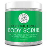 Pure Body Naturals exfoliating scrub coconut milk jar for gentle cleansing and hydration