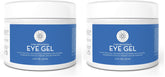 Pure Body Naturals eye gel jar close-up showing cooling formula for under-eye care.