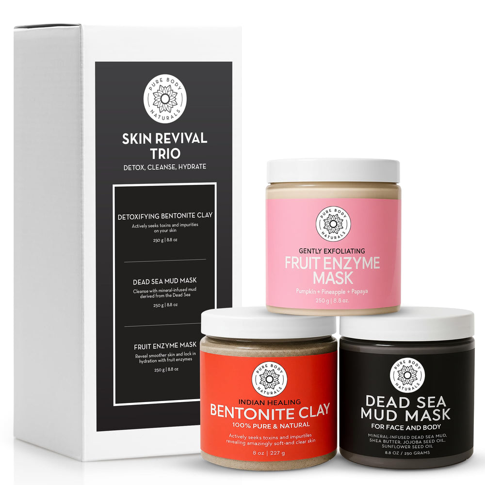 Pure Body Naturals face mask gift set packaging for at-home spa moments.