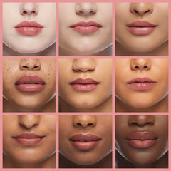 Gloss ingredients feature lanolin, jojoba oil, and vitamin E for lip nourishment