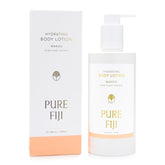 Pure Fiji Mango Hydrating Body Lotion bottle showcases tropical hydration for daily moisture.