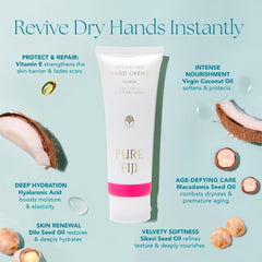 PURE FIJI Guava Hand Crème on hands highlights subtle aroma and ease of use