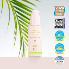 Pure Fiji Hydrating Body Lotion travel-size packaging is ideal for on-the-go hydration.