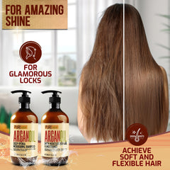 Pure Nature Lux Spa Argan Oil Conditioner label highlights moisture boost.