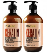 Pure Nature Lux Spa keratin shampoo bottle closeup highlighting gentle cleansing