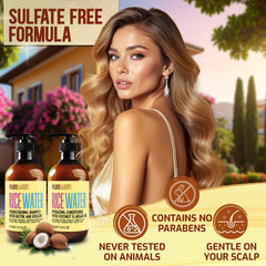Pure Nature Lux Spa Rice Water Shampoo and Conditioner packaging highlighting volumizing routine