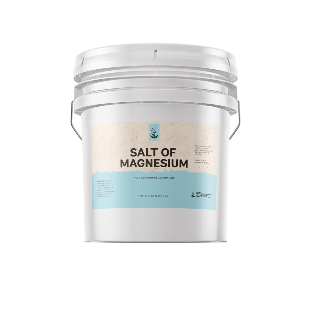 Pure Original Ingredients Salt of Magnesium bucket for easy storage and resealability.