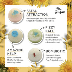 Pure Scentum Bombceutical seaweed bath bomb: oceanic minerals refresh skin during a relaxing bath