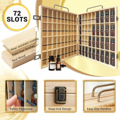 Pure Vie 72-slot box keeps 5–15 ml bottles neatly arranged