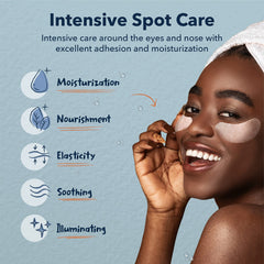 Purederm Deluxe collagen eye patches application under eyes for revitalized-looking skin.