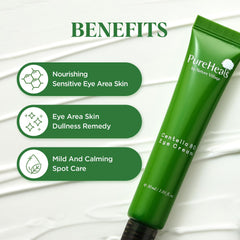 Pureheal's Centella 80 Eye Cream applied around the eye for refreshed hydration.