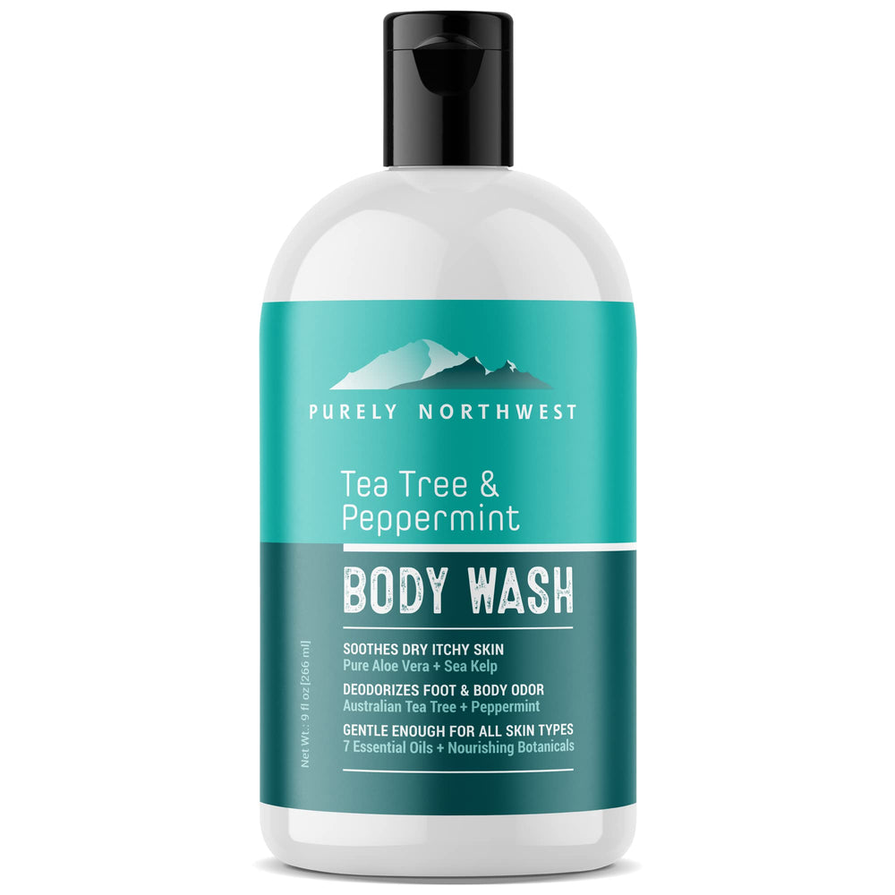 Purely Northwest Tea Tree Body Wash bottle front for everyday refreshing cleansing.