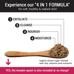 PureSCRUBS loofah pad buffing away dry skin for a radiant glow.
