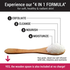 PureSCRUBS wooden spoon in scrub set for easy scooping and portion control.