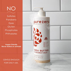 Purezero bottle pour shows easy dispensing for quick, consistent lathers.