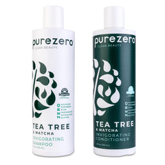 Purezero Tea Tree & Matcha Shampoo bottle promotes scalp freshness and vitality