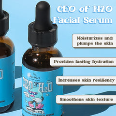 Purifect CEO of H2O serum dropper delivering precise hydration daily.